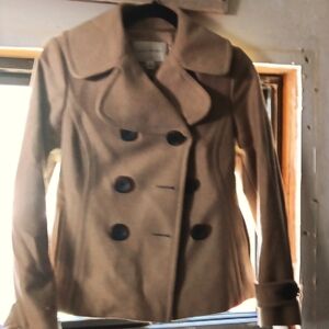 Banana Republic Tan Pea Coat Classic Style
